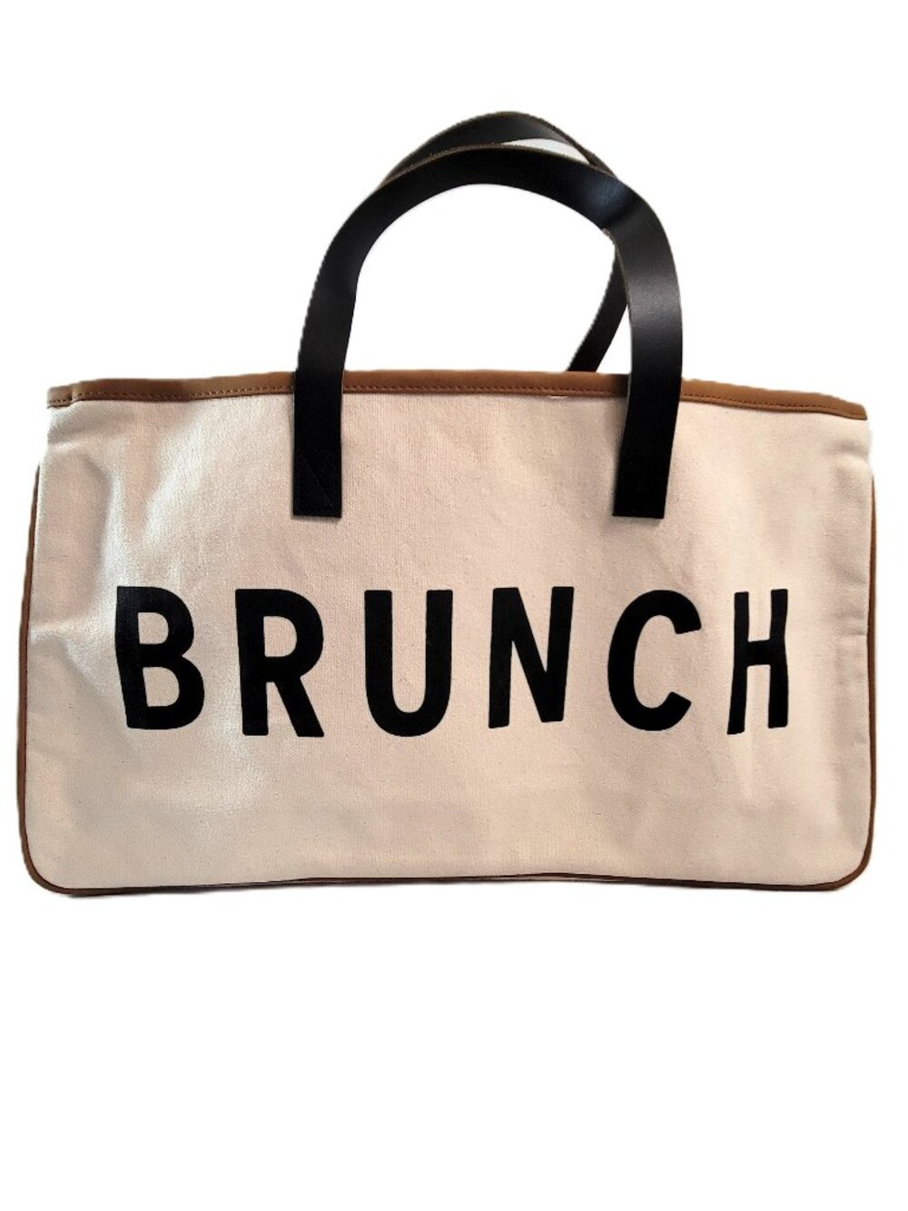 Santa Barbara Design Studio BRUNCH Canvas Tote Bag Leather Handles Large EUC